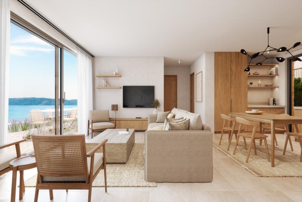 Kreta, Kissamos: Elegante Wohnung am Meer mit unverbautem Blick auf die Ägäis zu verkaufen