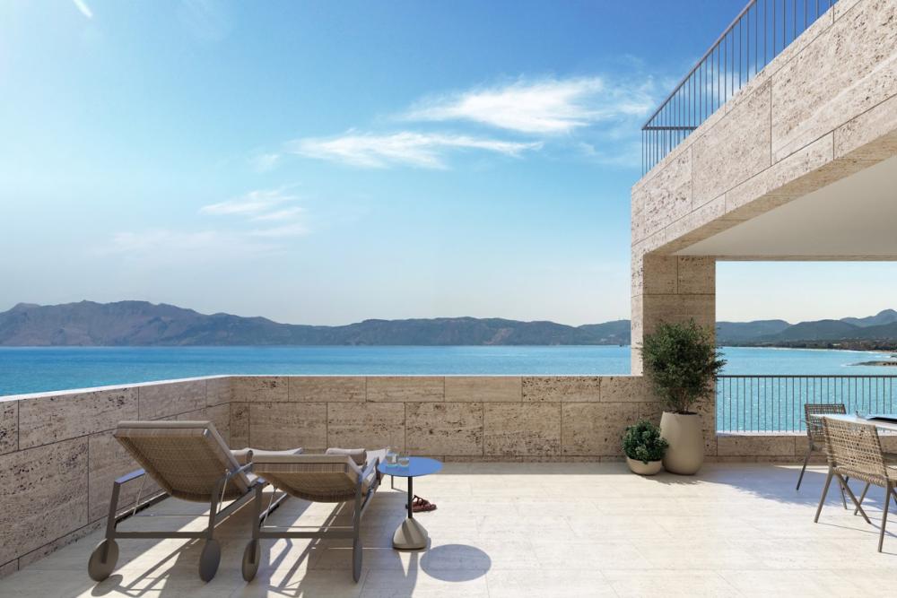 Kreta, Kissamos: Elegante Wohnung am Meer mit unverbautem Blick auf die Ägäis zu verkaufen