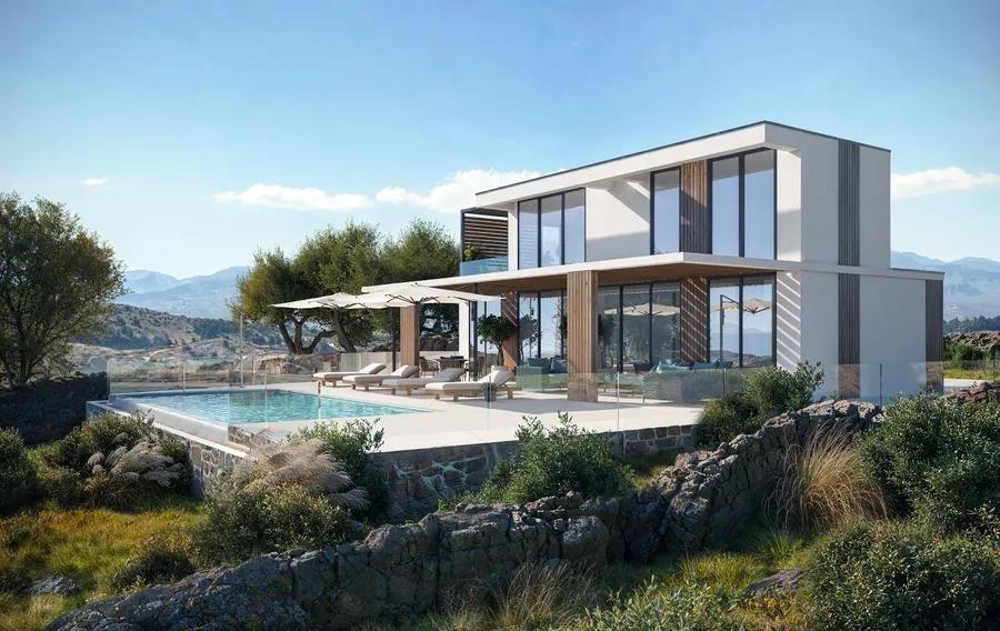 Kreta, Kefalas – Designvilla mit Infinity-Pool & Meerblick – Einzelobjekt im modernen Villenquartett