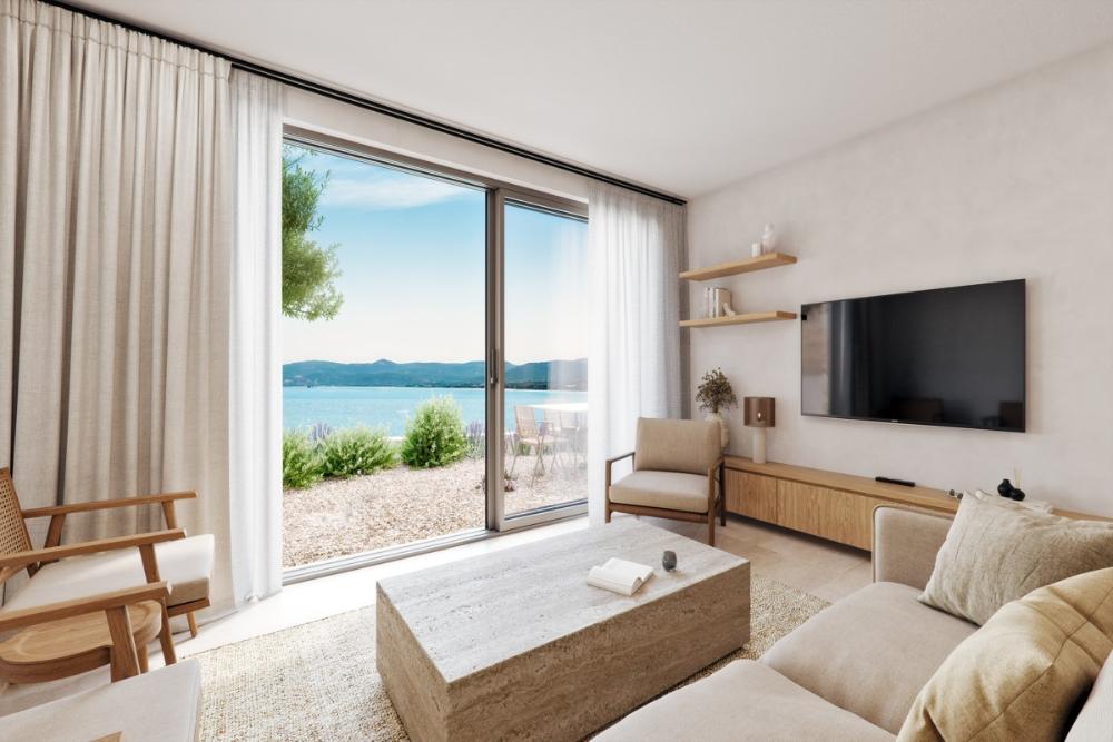 Kreta, Kissamos: Elegante Wohnung am Meer mit unverbautem Blick auf die Ägäis zu verkaufen