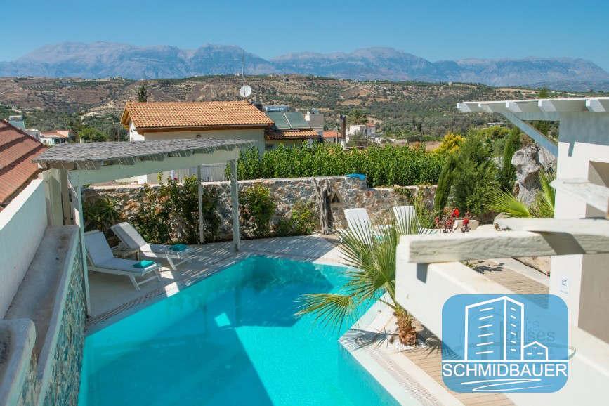 Crete, Pitsidia: วิลล่าที่ยอดเยี่ยมพร้อมสระว่ายน้ำและทิวทัศน์ของภูเขา Psiloritis