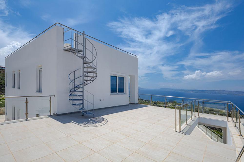 Kreta, Kokkino Chorio: Exotische Villa mit Panoramablick auf das Meer zu verkaufen