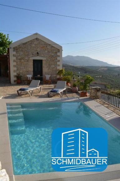 Traditionelles Haus mit schönem Bergblick auf Kreta