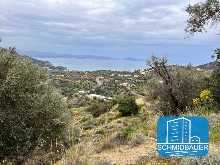 Kreta, Agia Galini: Grundstück mit Panoramablick auf das Meer zu verkaufen