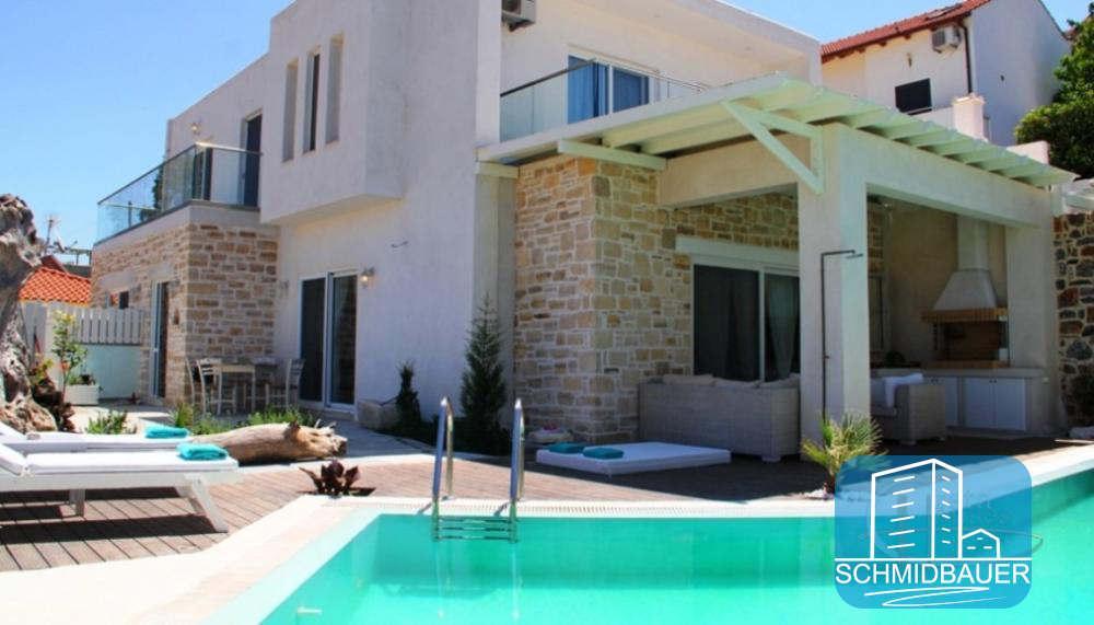 Crete, Pitsidia: วิลล่าที่ยอดเยี่ยมพร้อมสระว่ายน้ำและทิวทัศน์ของภูเขา Psiloritis